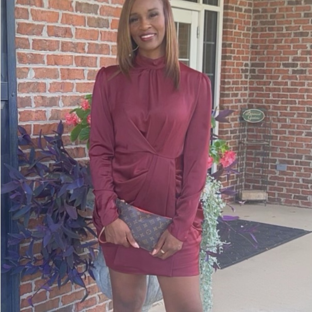 Long sleeve silk dress